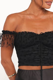 Aster Off Shoulder Mesh Top Black