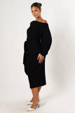 Prancer Off Shoulder Midi Dress Black
