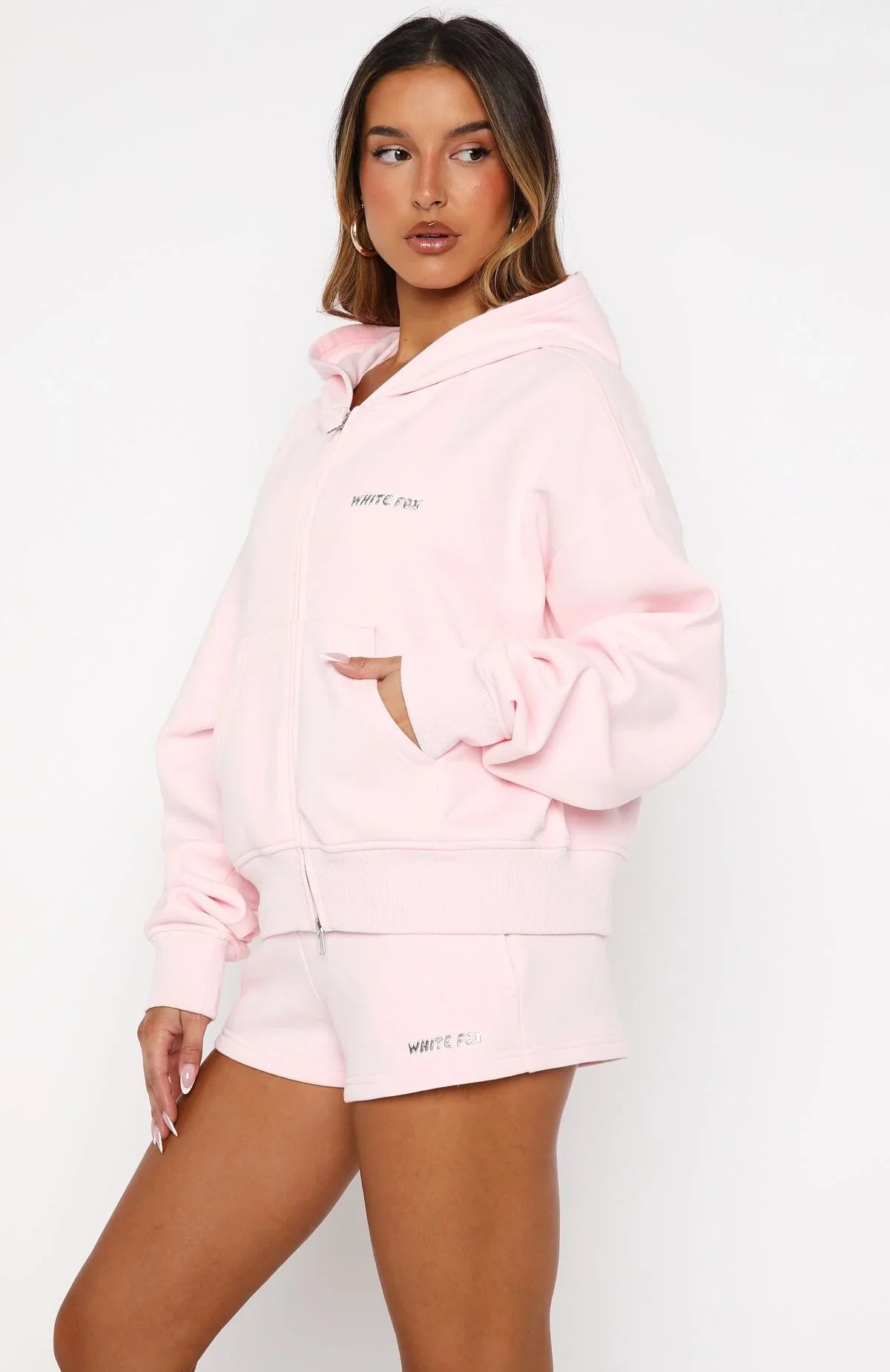 Test Drive Boxy Zip Front Hoodie Icy Pink