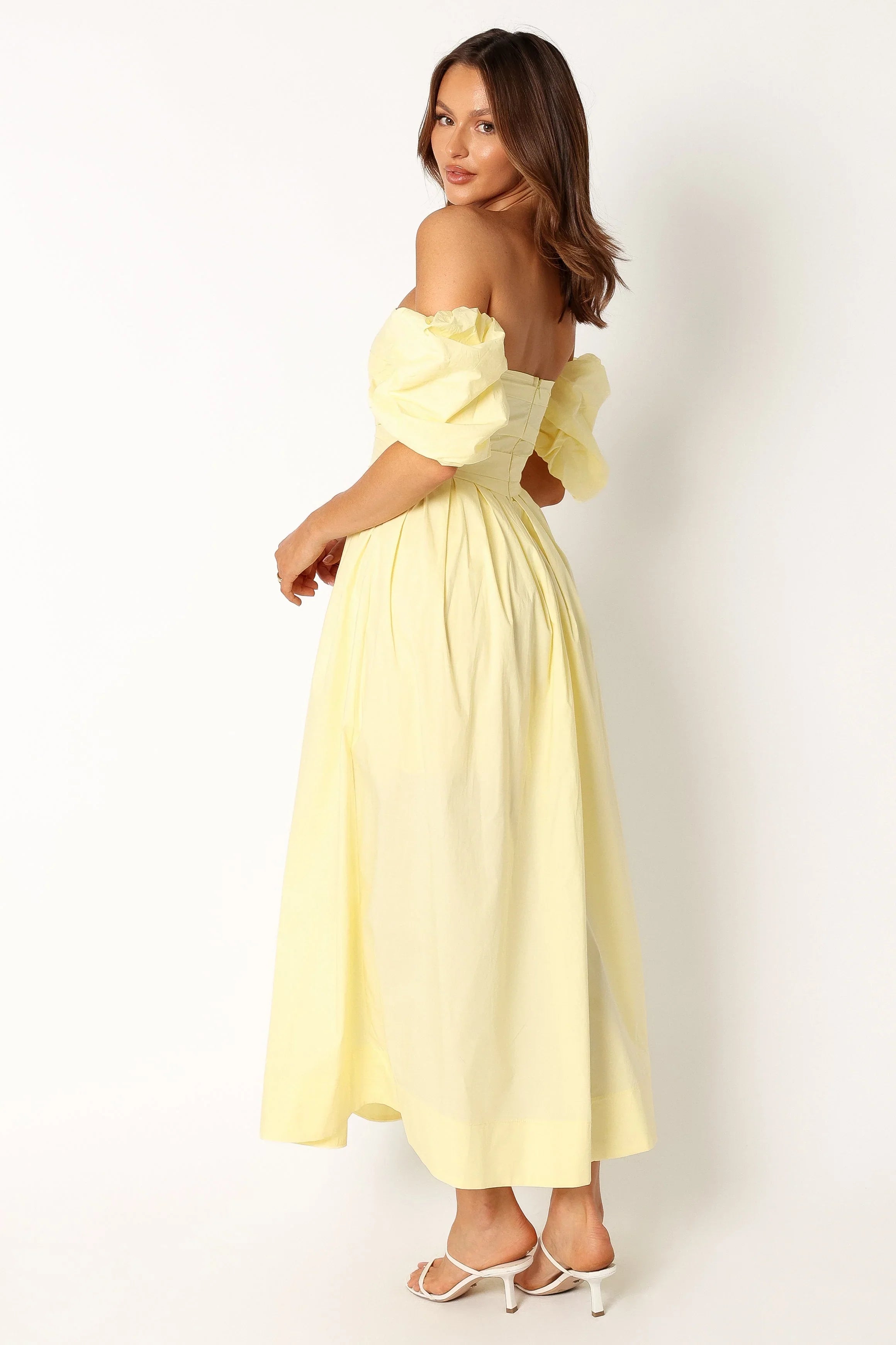 Solana Off Shoulder Midi Dress Yellow