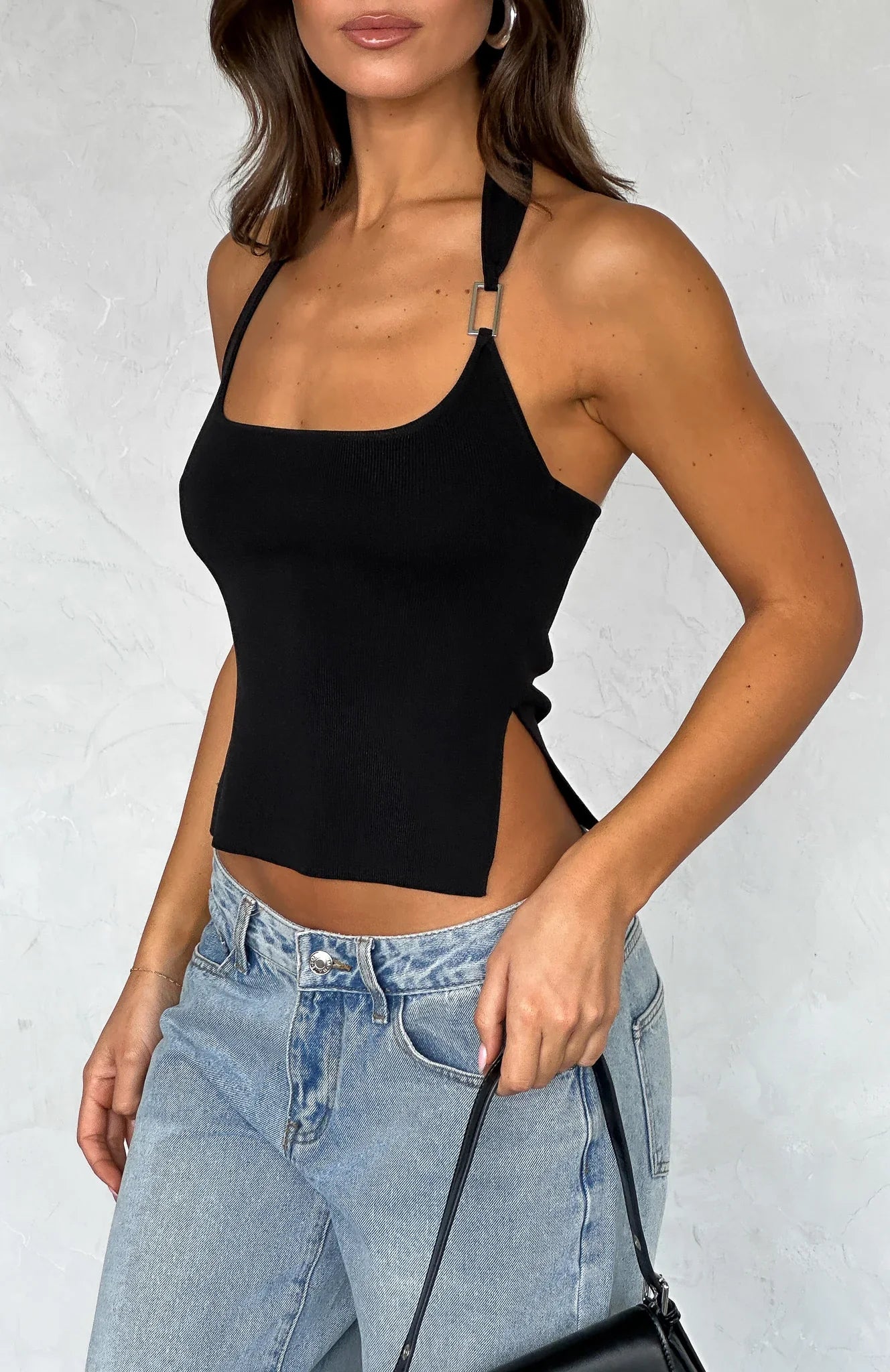 Youre On Your Own Halter Top Black