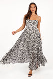 Achanti Pleated Maxi Dress White Black Floral