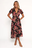 Logen Floral Midi Dress Black Floral