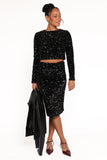 Leilani Midi Sequin Skirt Black