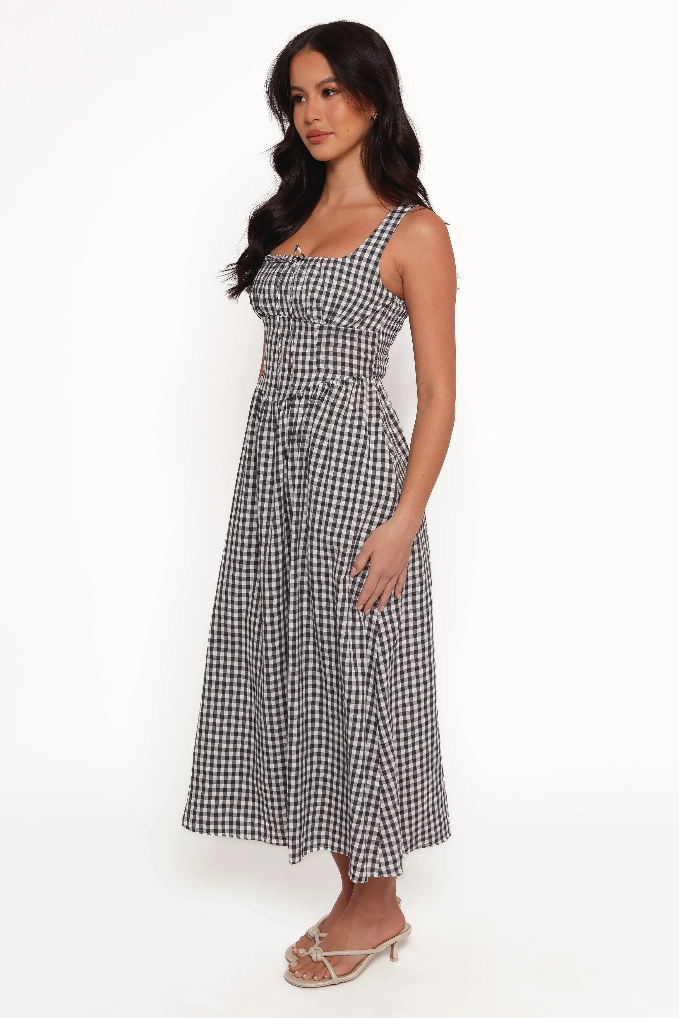 Kinslee Midi Dress Black Gingham
