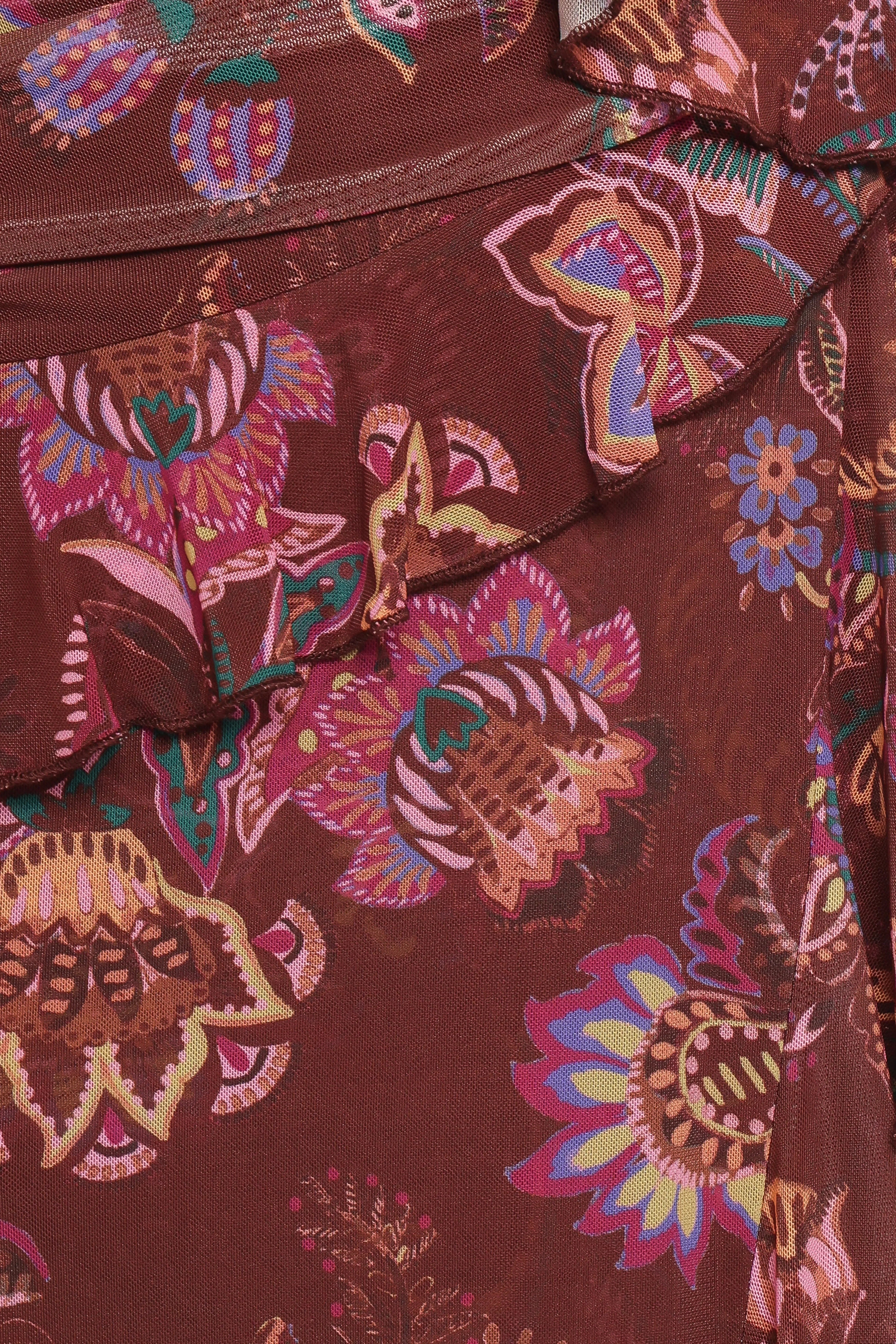 Sorbet Midi Dress Brown Floral