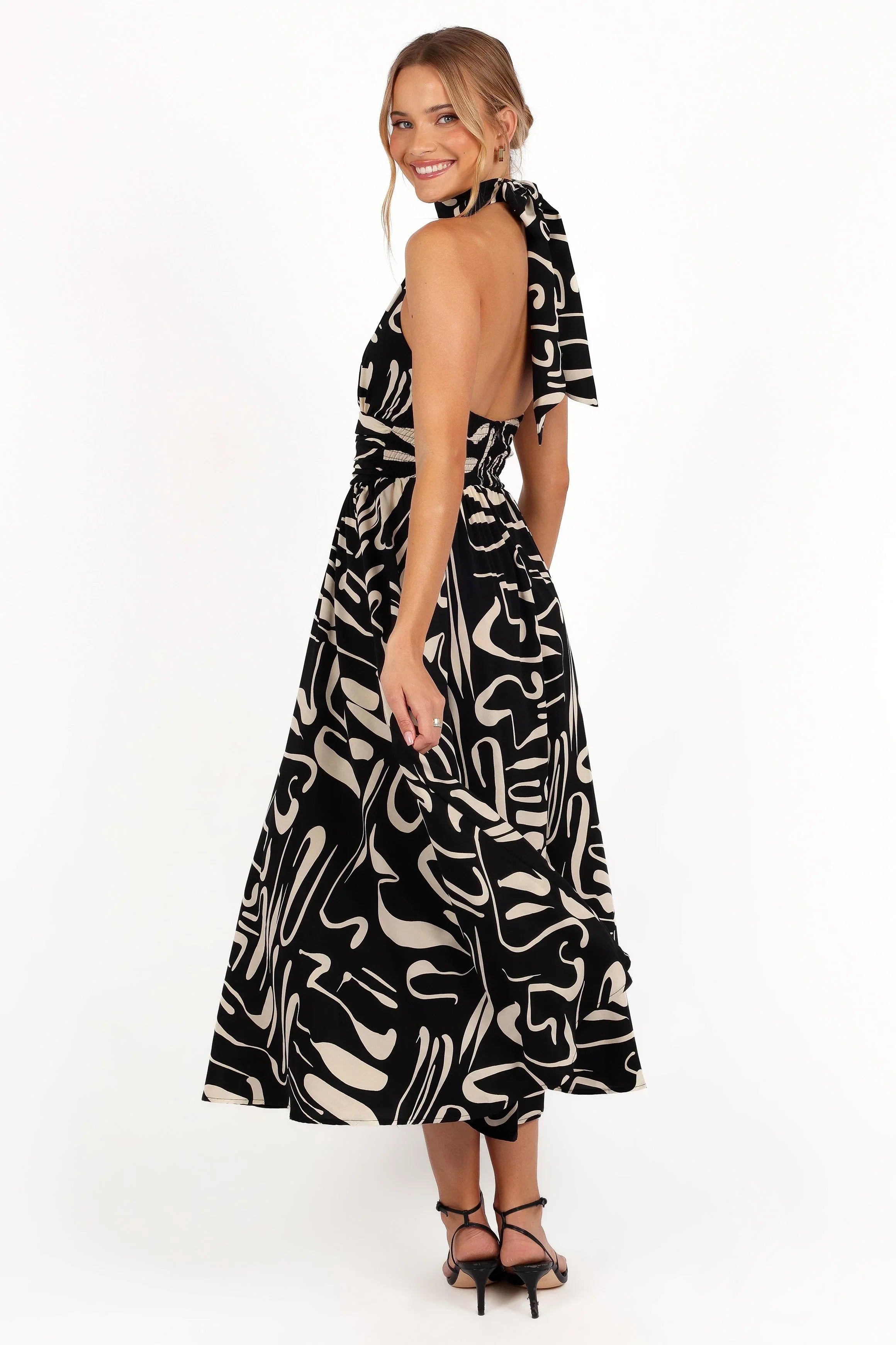 Jennifer Halterneck Maxi Dress Black White