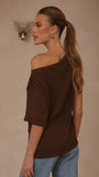 Aziel Off Shoulder Tee Chocolate