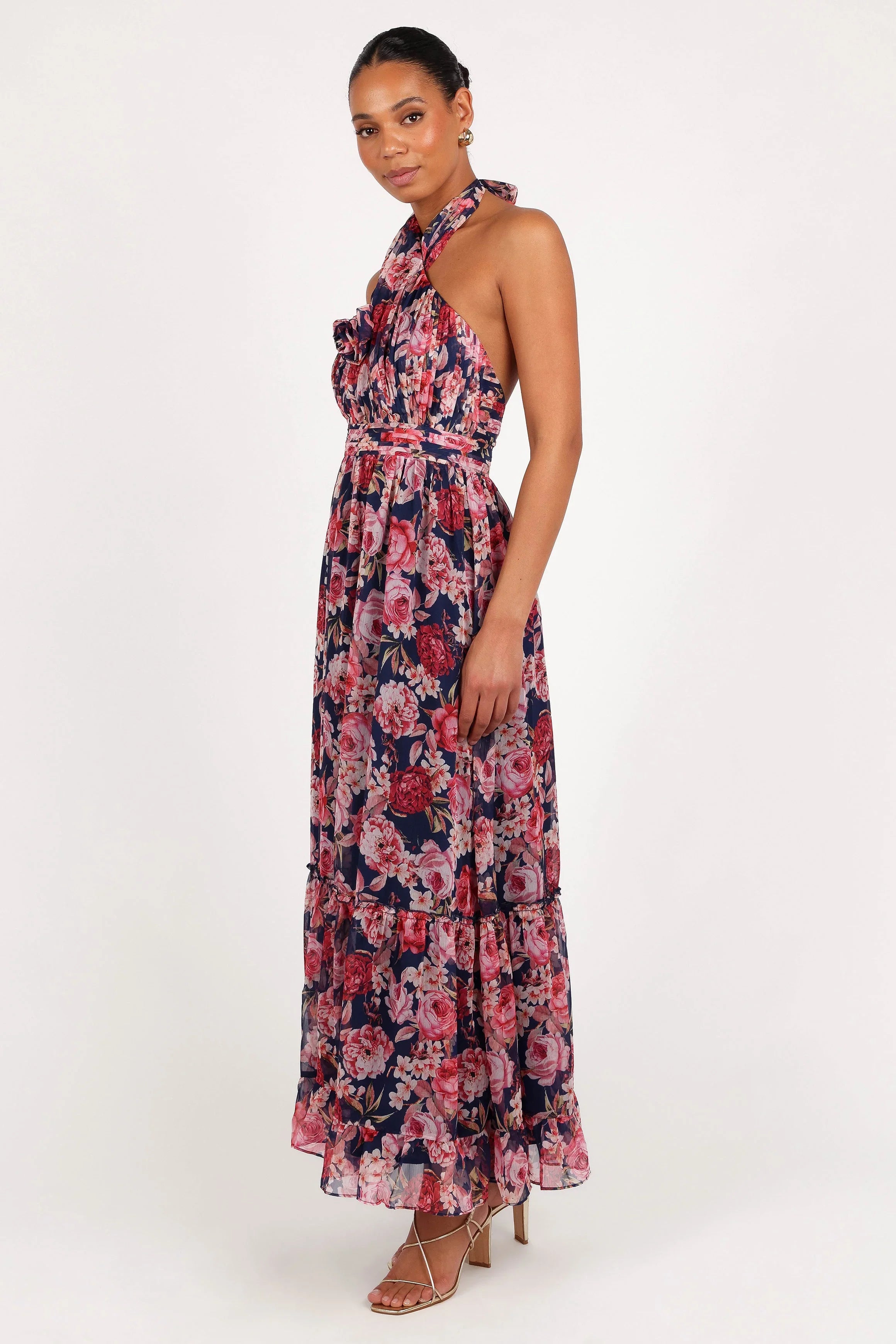 Lennon Halterneck Maxi Dress Navy Floral