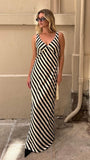 Ellery Maxi Dress Black Beige Stripe