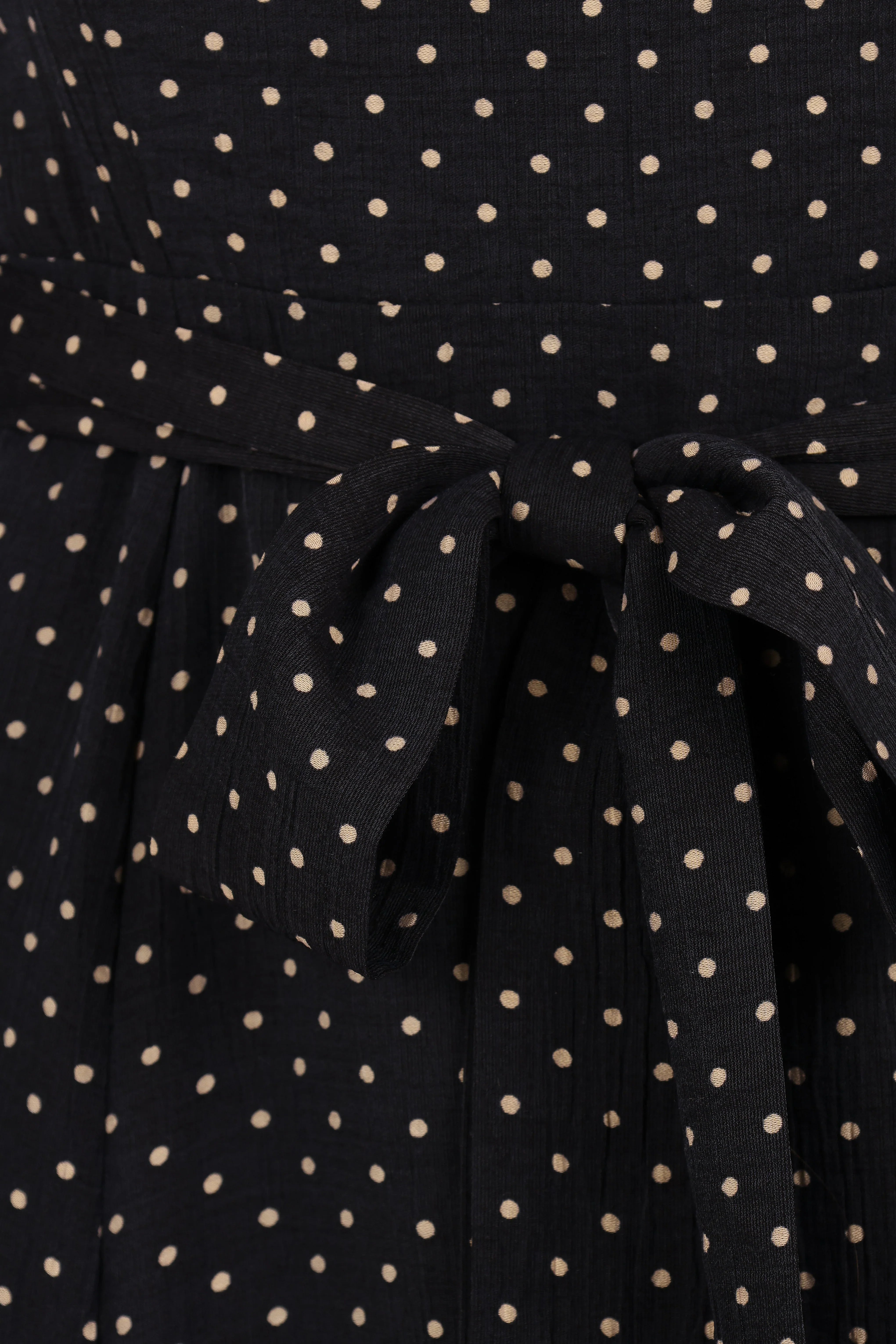 Ettie Long Sleeve Midi Dress Black Polka Dot