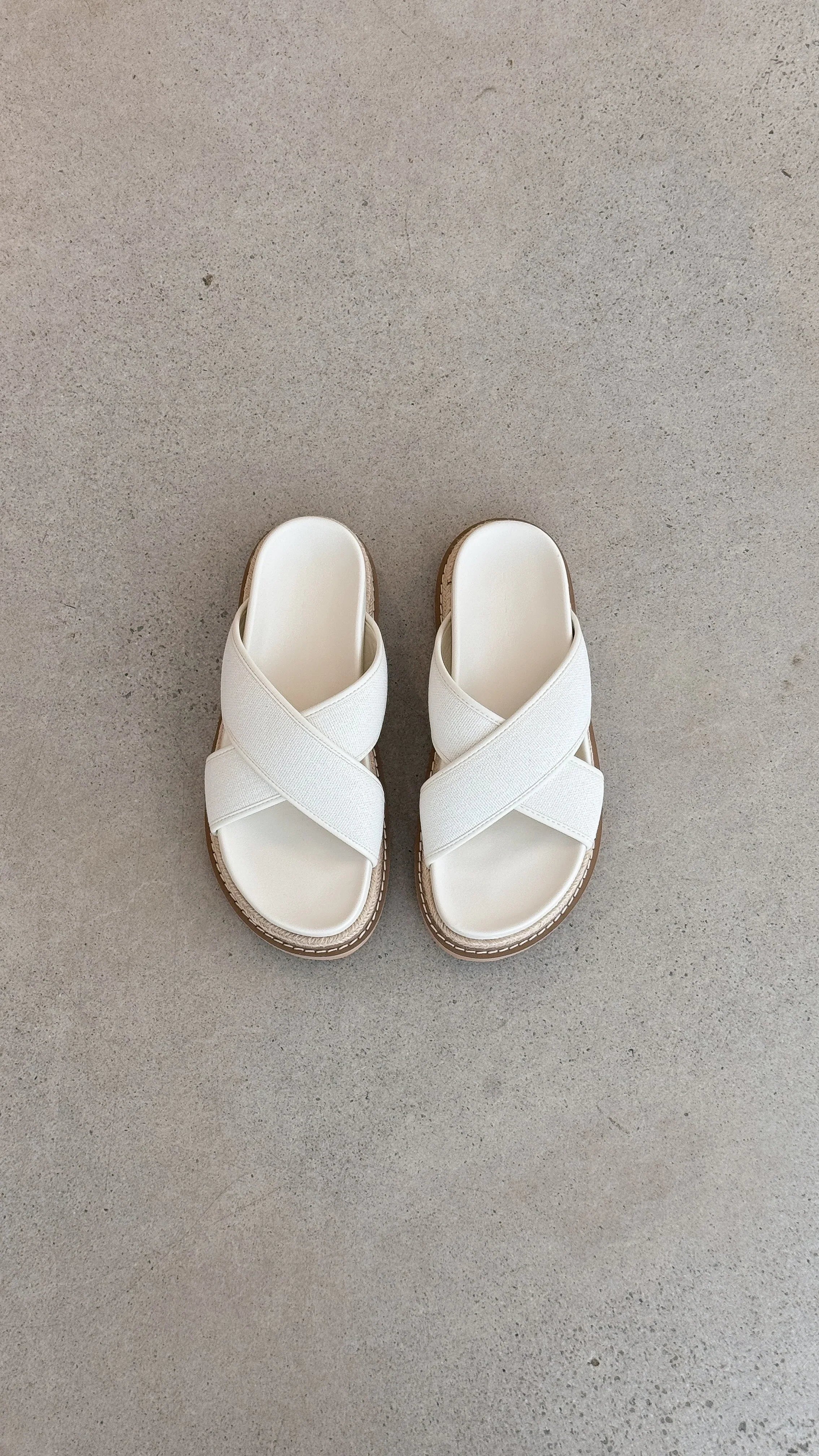 Aysha Slides Cream Linen