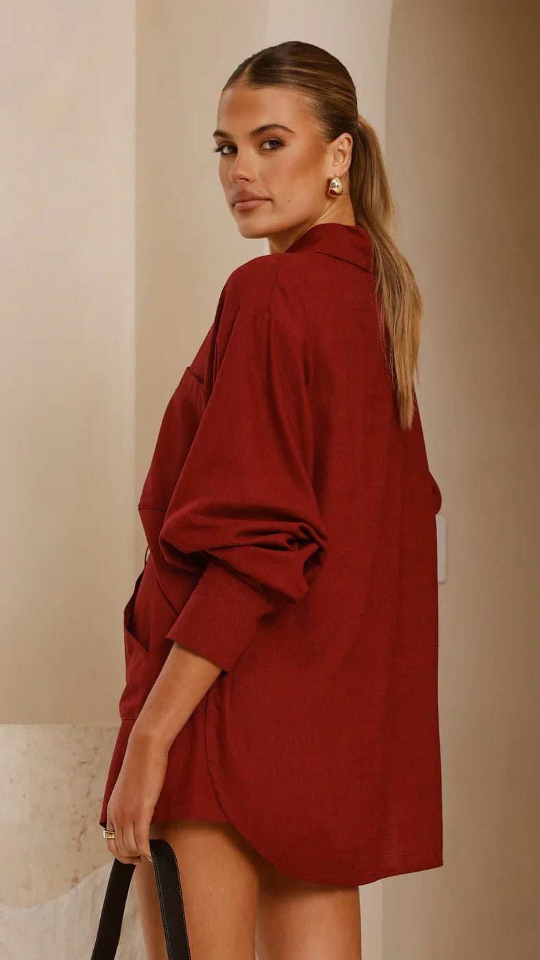 Charla Mini Skort Burgundy