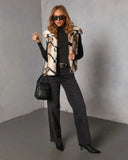 Rhylin Abstract Zip Up Faux Fur Vest