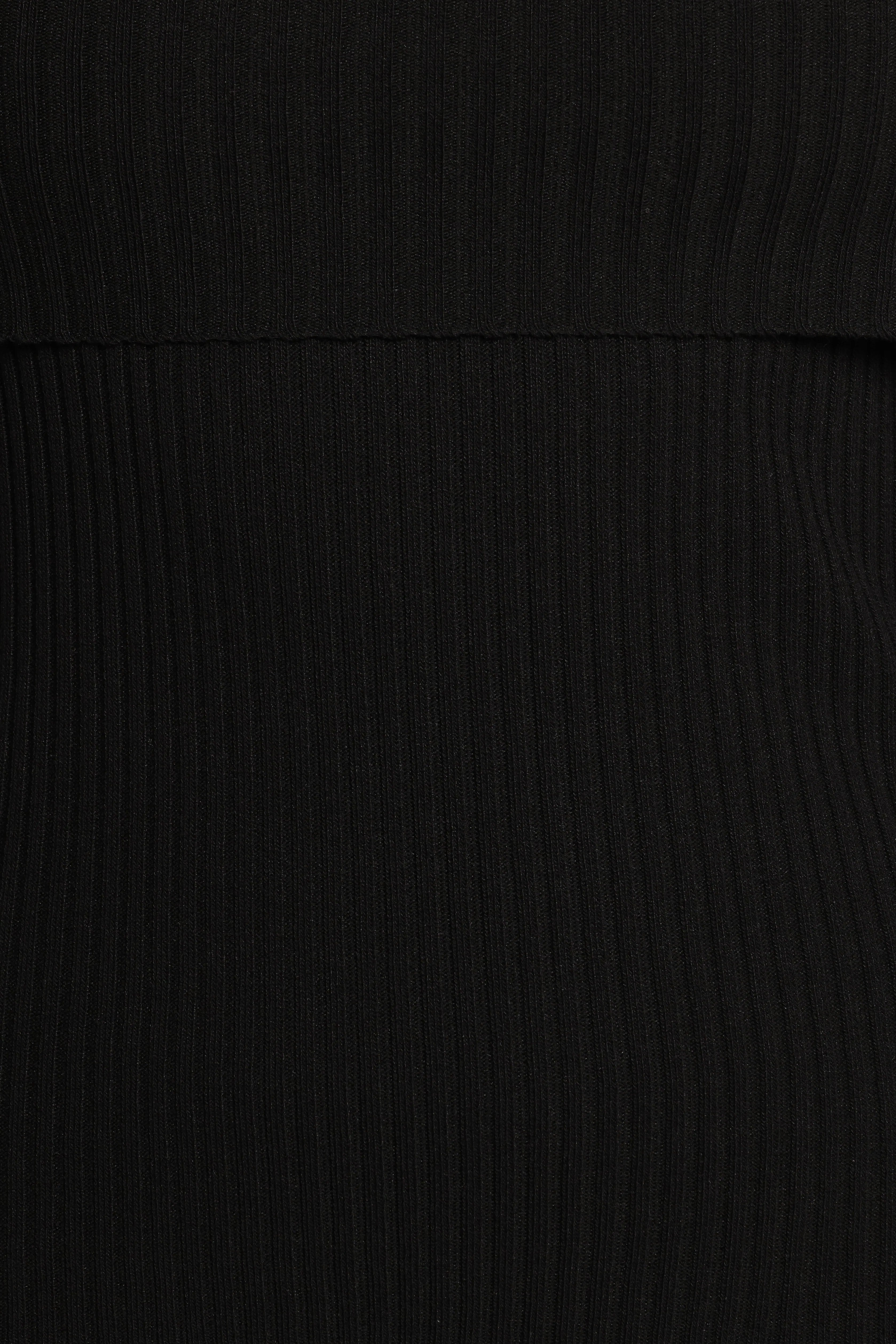 Gindie Ribbed Knit Off The Shoulder Pant Set Black