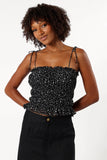 Allison Ruffle Top Black Off White