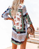 Rochester Printed Satin Button Down Tunic