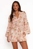 Cowper Romper Tan Print