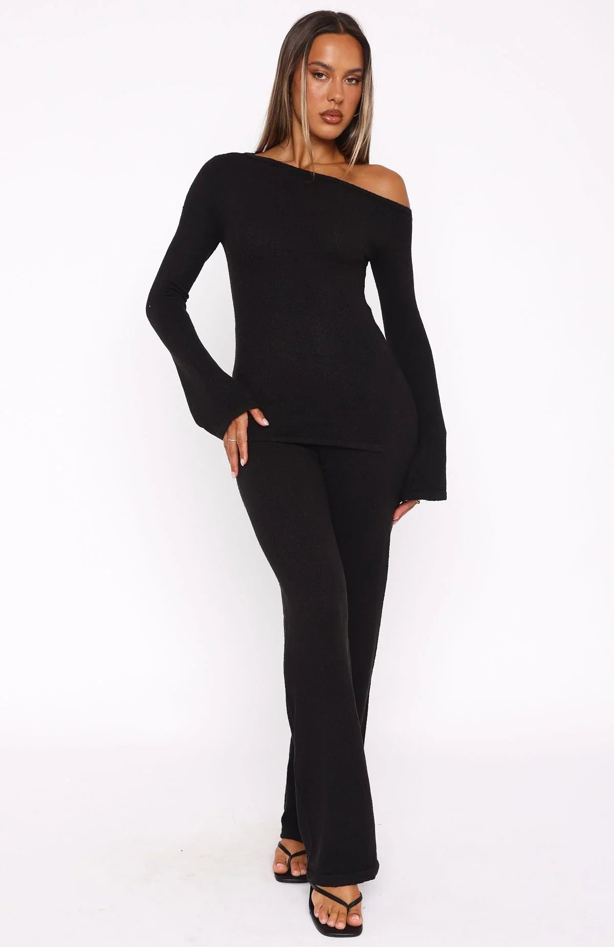 Well Be Fine Long Sleeve Top Black