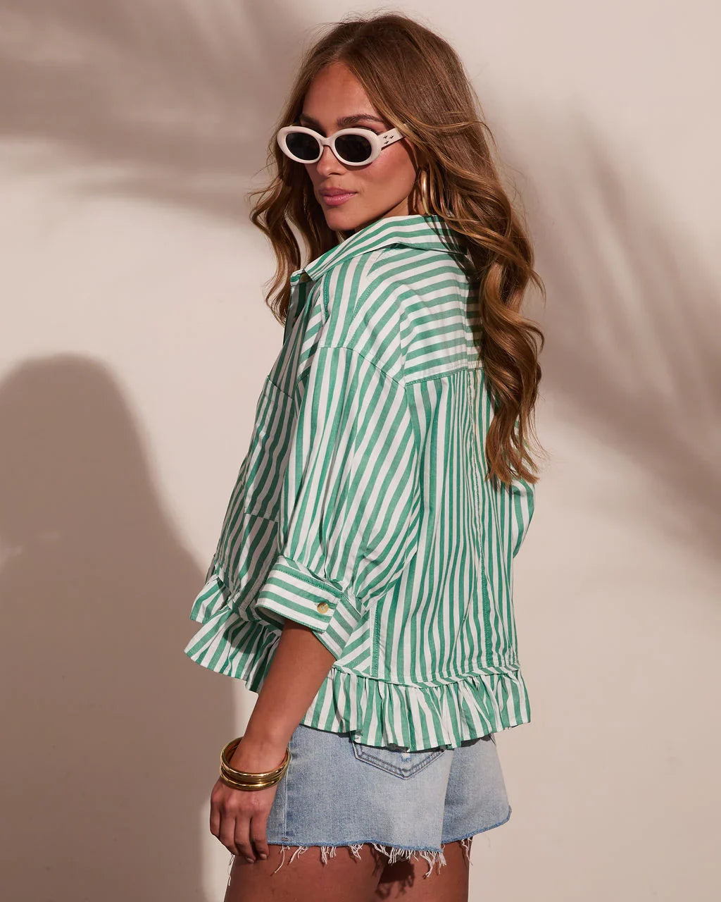 Harbor Honey Striped Cotton Button Down Top