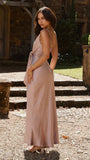 Yasmeen Tie Front Maxi Dress Dusty Pink