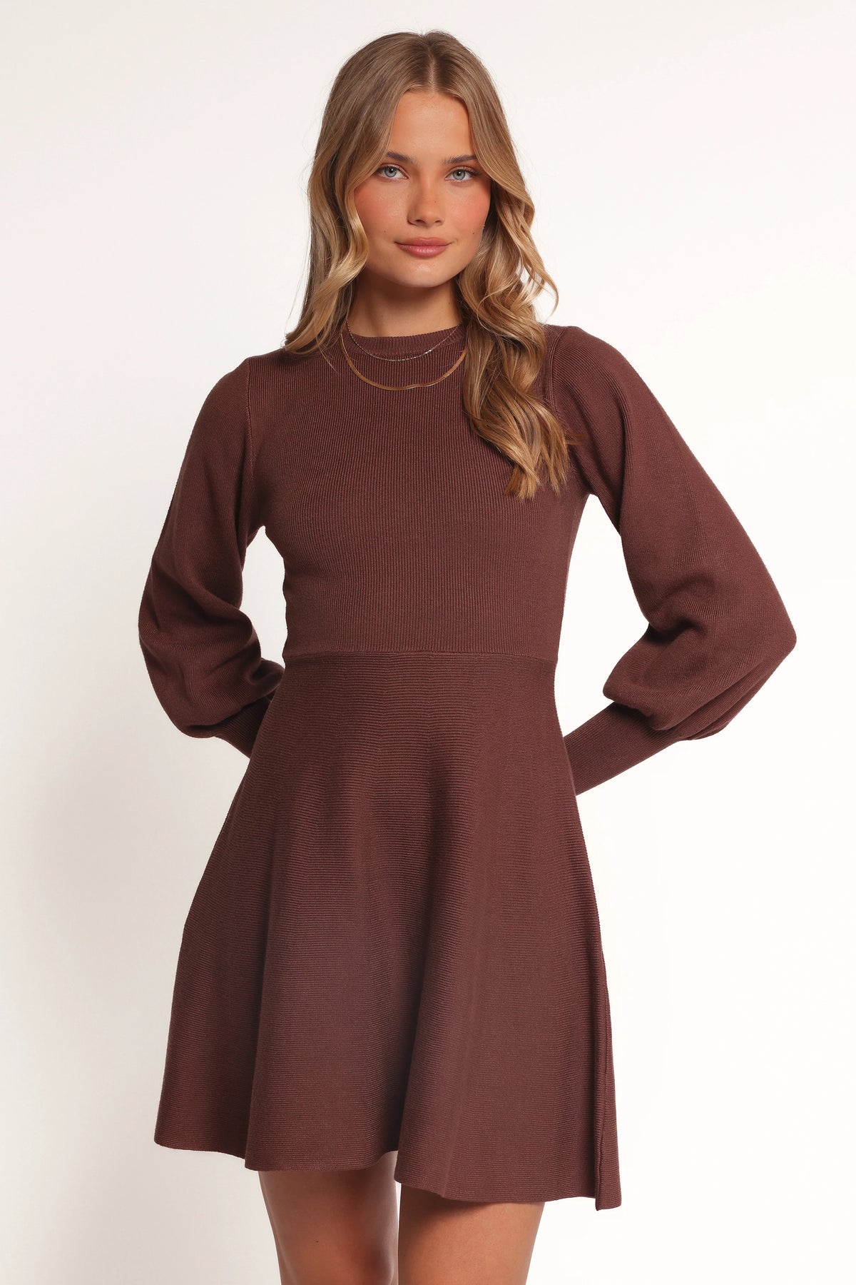 Gigi Long Sleeve Mini Dress Brown