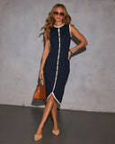 Refined Chic Contrast Trim Midi Dress