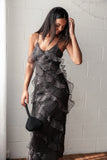 Ciao Ruffles Maxi Dress Black Leopard