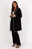 Oaklynn Contrast Stitch Coatigan Black