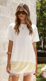 Elizabella Lace Mini Skirt Yellow