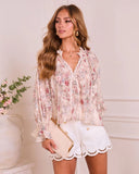 Ethereal Darling Split Neck Tie Floral Blouse