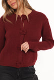 Jones Rosette Cardigan Burgundy