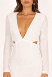 Kelly Long Sleeve Sequin Mini Dress White