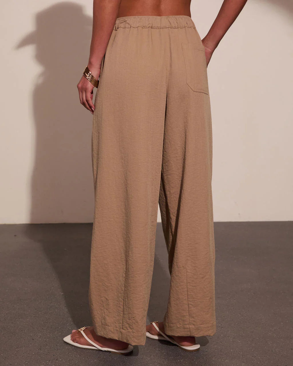 Samarah Front Tie Pleated Wide Leg Pants