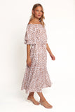 Rhody Off Shoulder Maxi Dress White Leopard