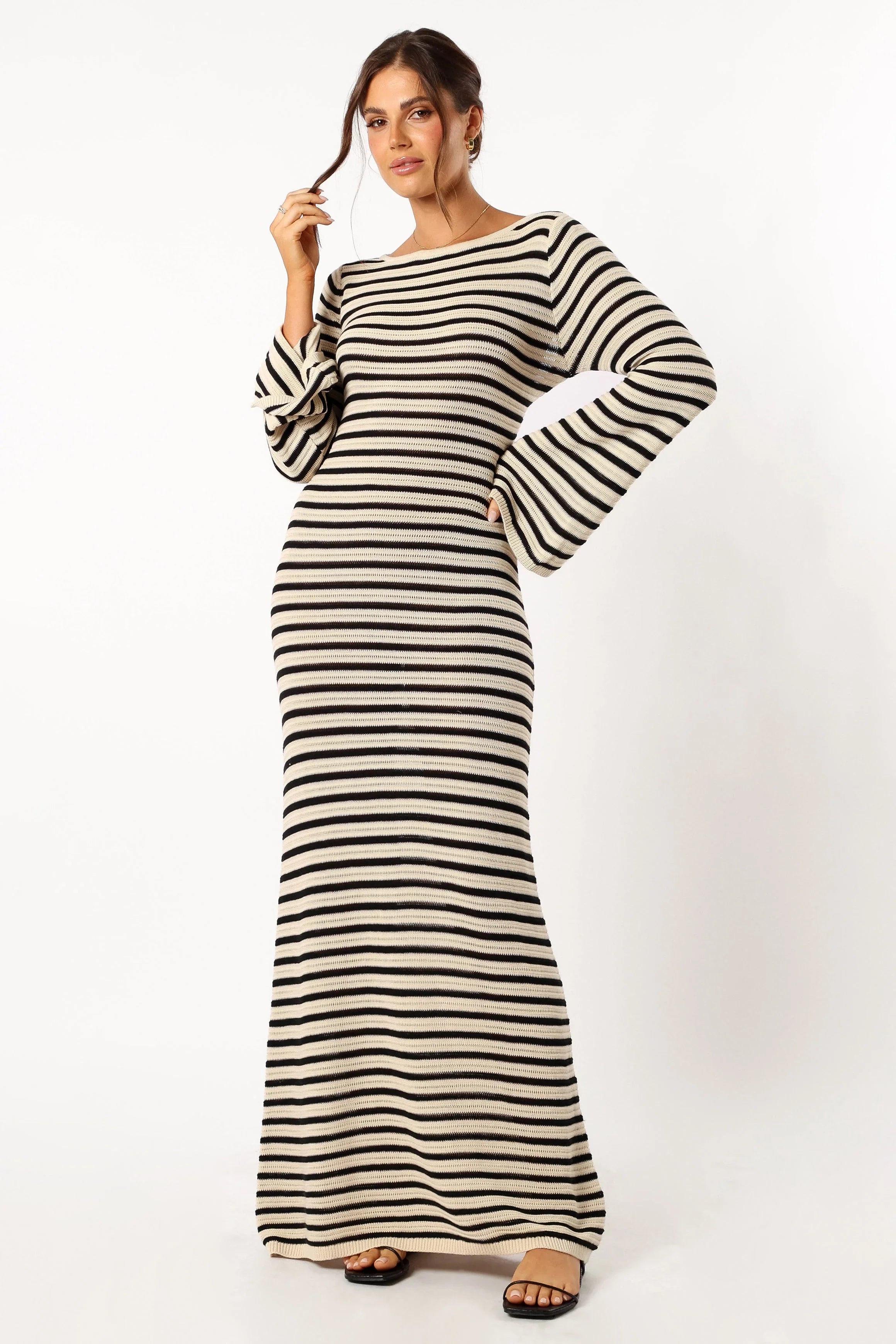 Cherie Knit Maxi Dress Sand Black