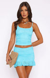 Lets Get Closer Lace Mini Skirt Blue