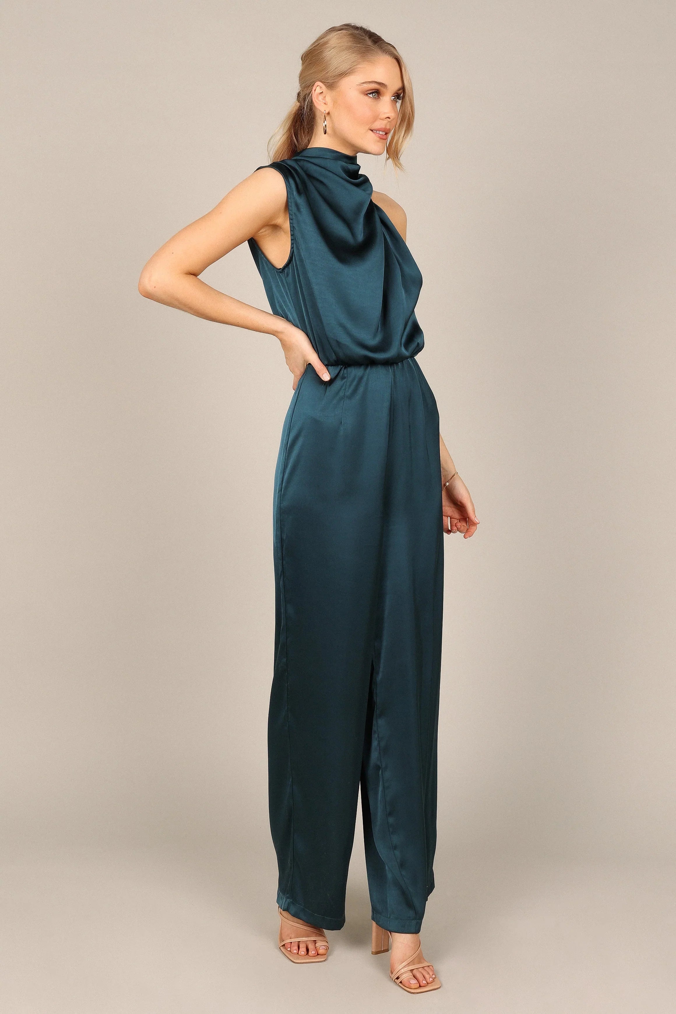 Savannah One Shoulder Jumpsuit Teal