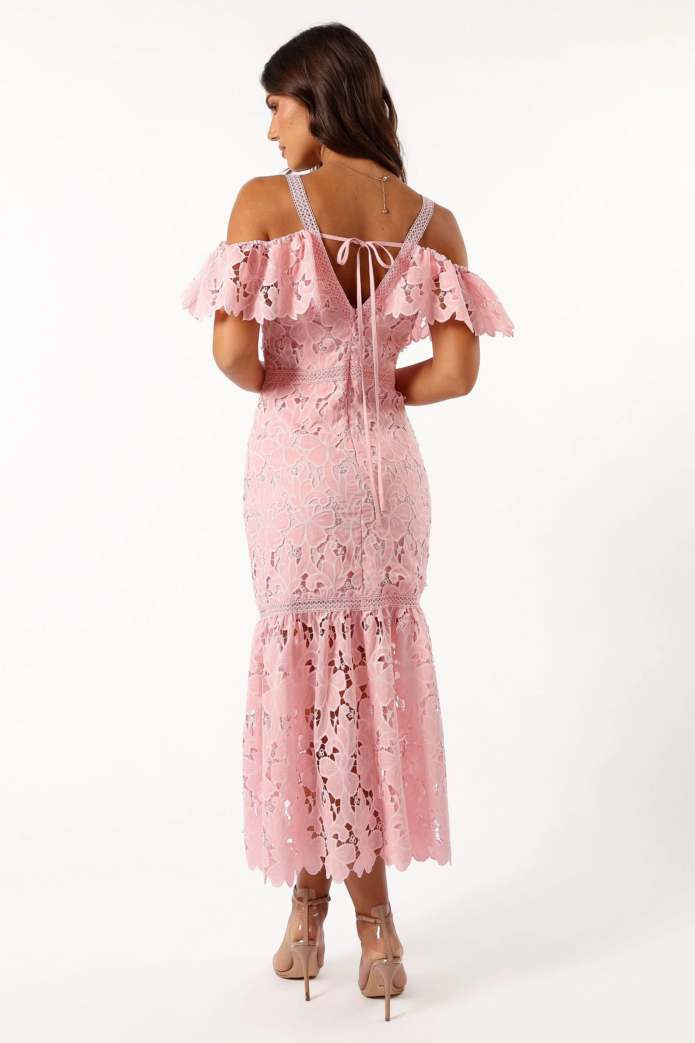 Beckett Lace Midi Dress Pink