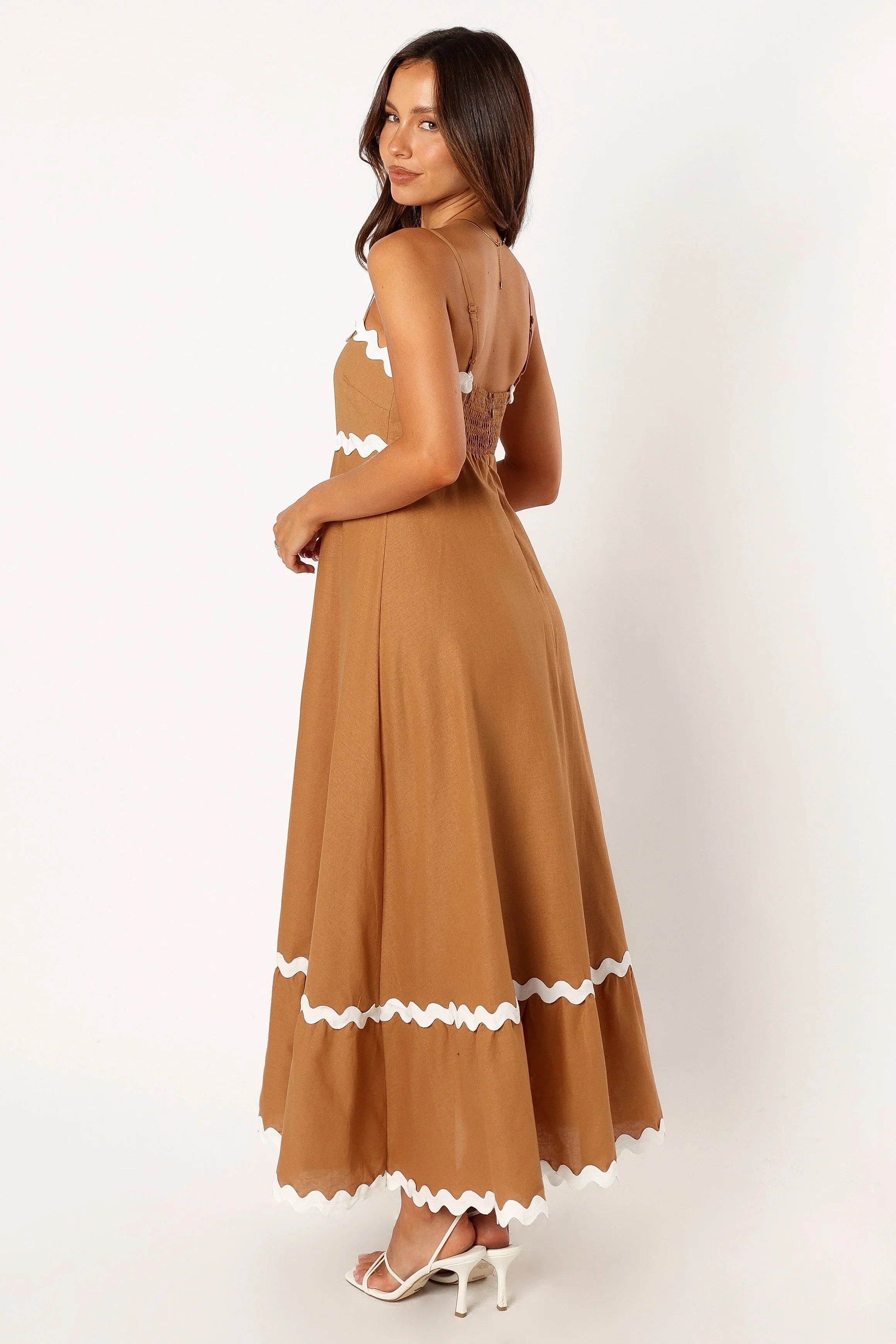 Yana Maxi Dress Tan White