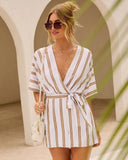 Lissandra Striped Belted Romper