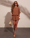 Sun Flare Ruffle Cape Style Top