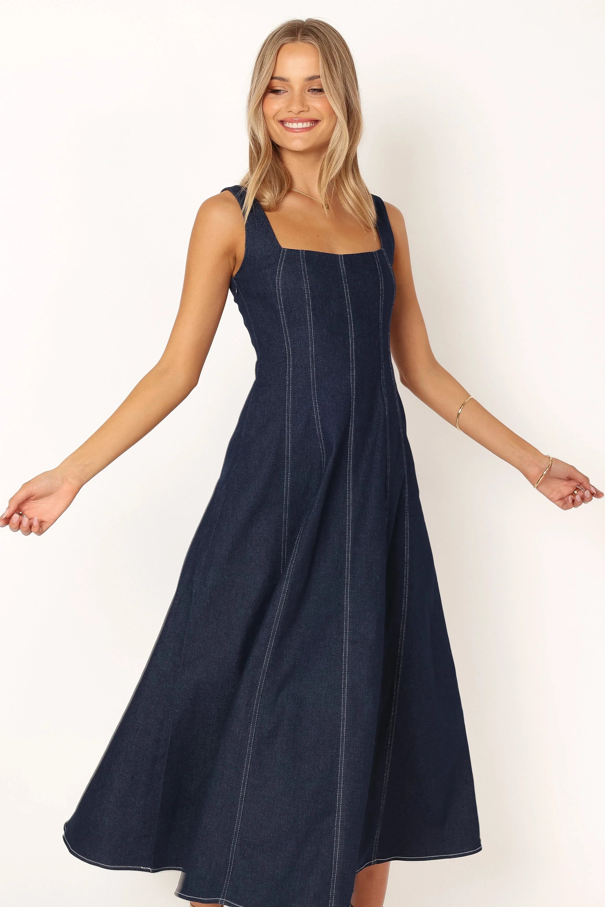 Callum Midi Dress Dark Denim
