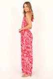 LeLe Halter Jumpsuit Red Pink