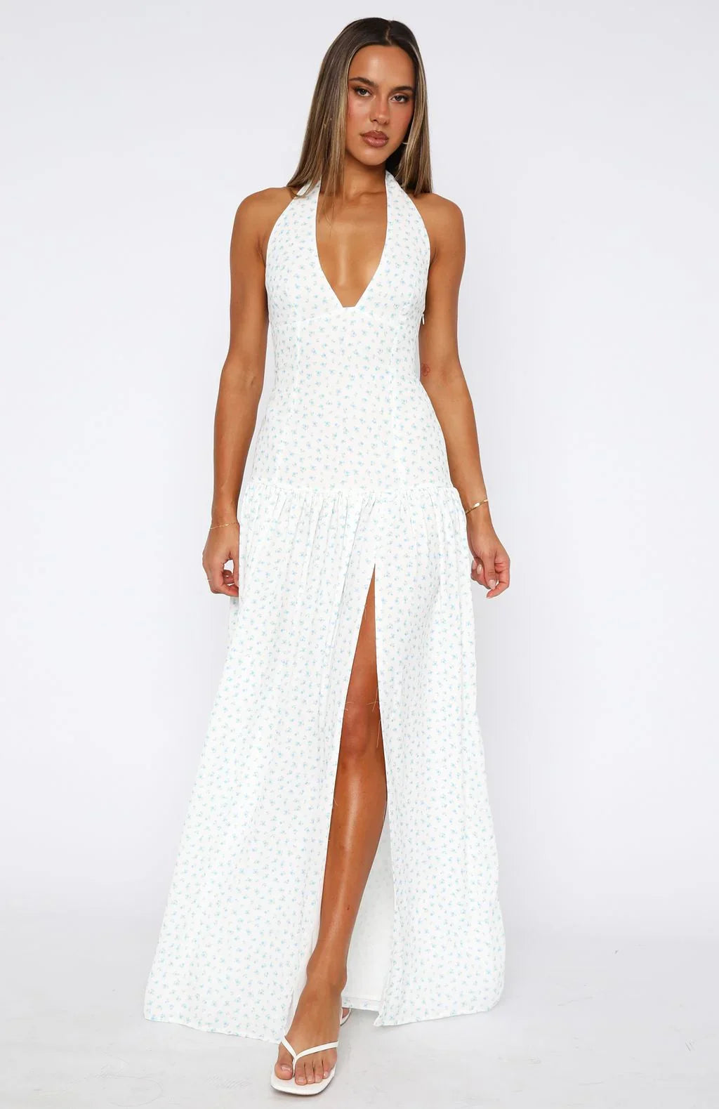 Sweet Temptation Halter Maxi Dress Bluebelle