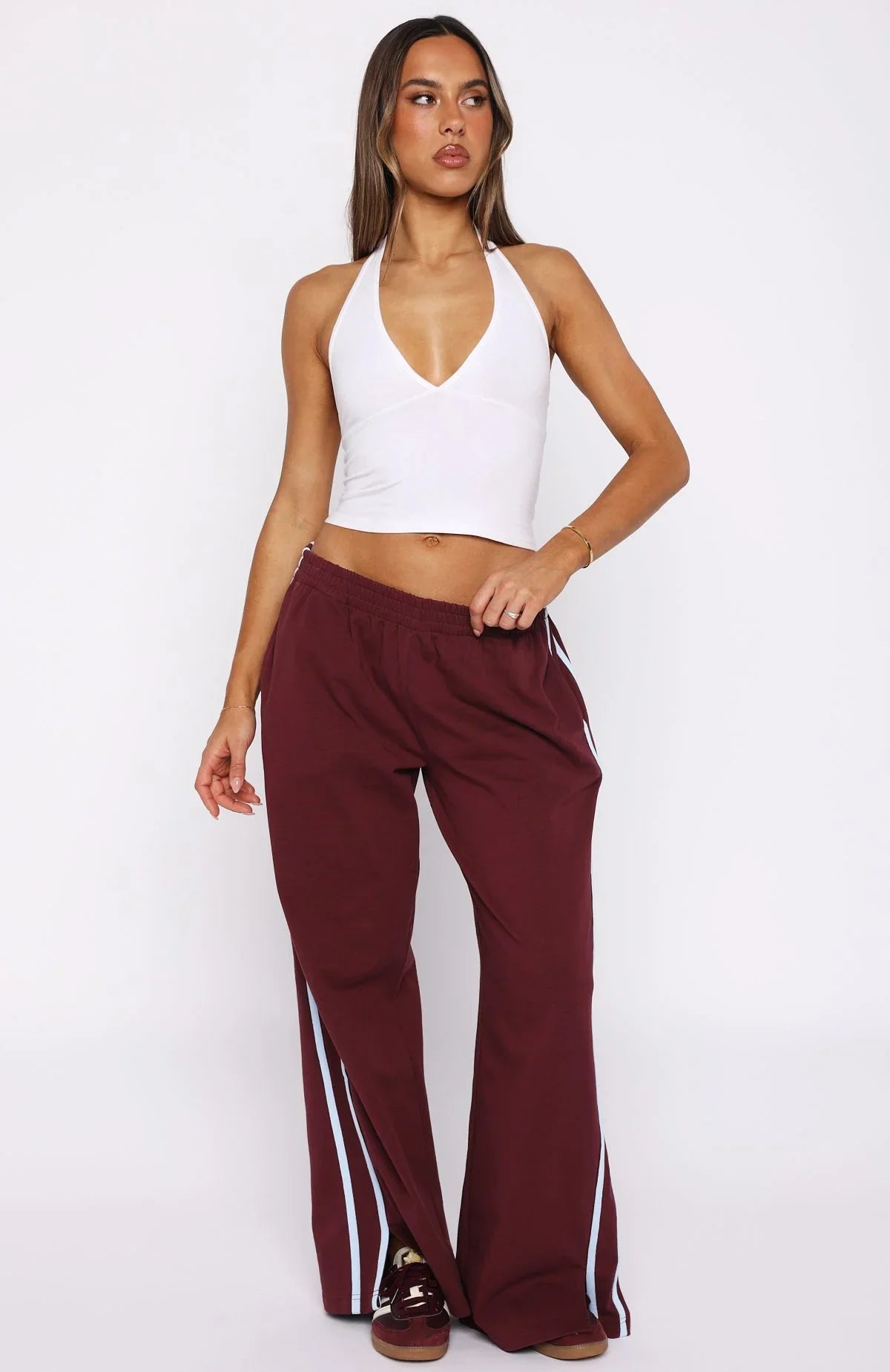 Make Me Promises Pants Burgundy