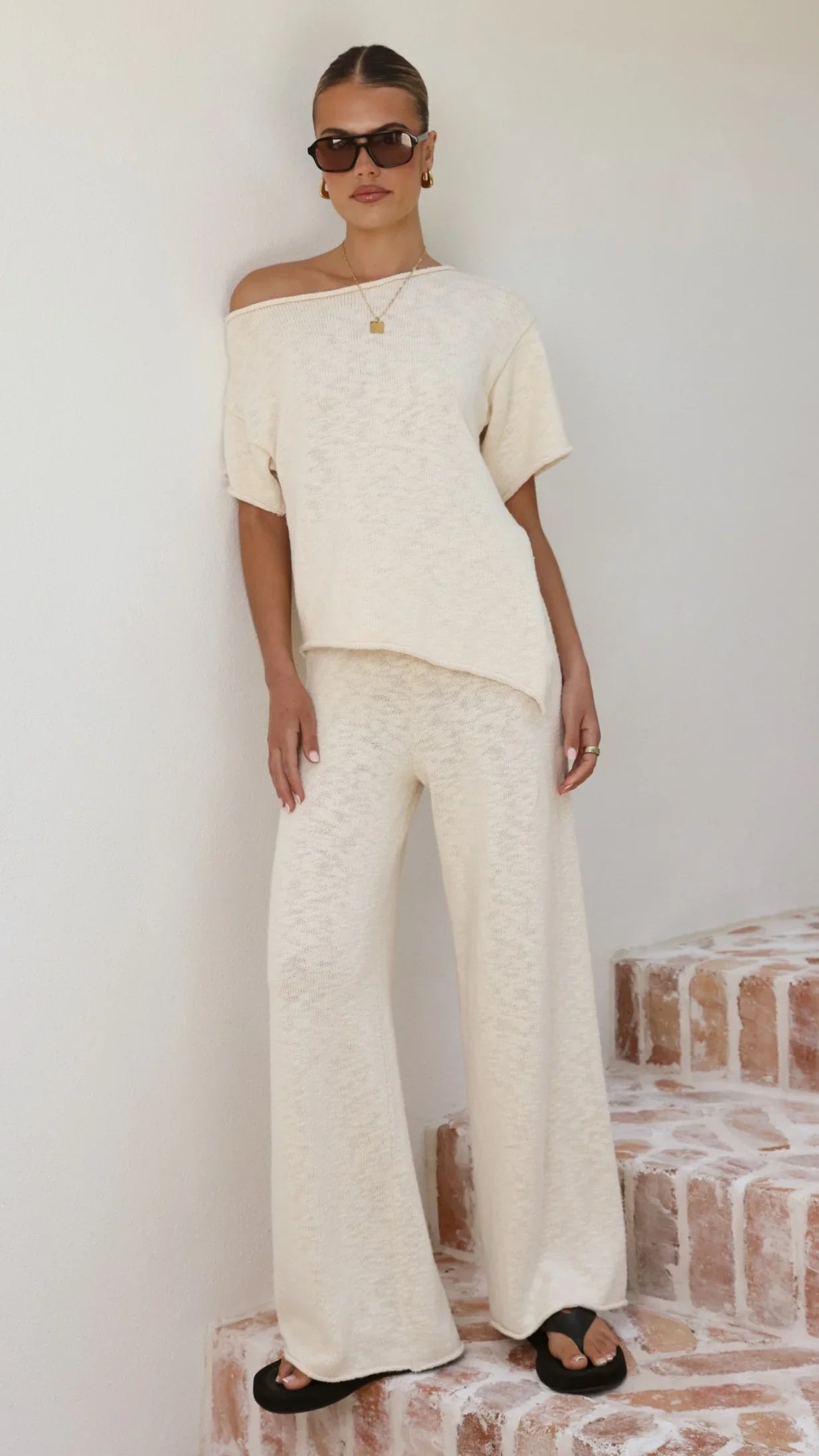 Cascadia Off Shoulder T Shirt Cream
