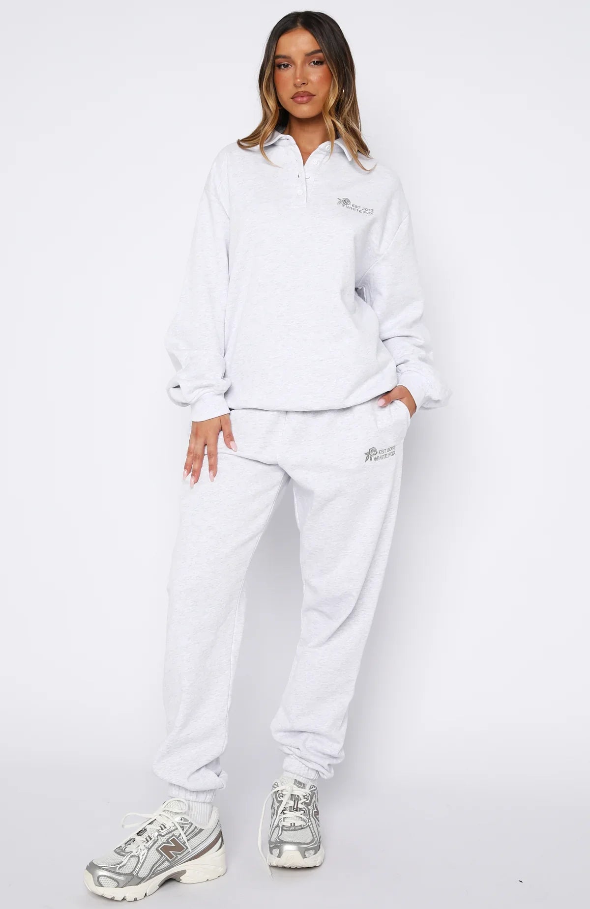 Cant Be Changed Oversized Henley Sweater Grey Marle