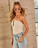 Jazlynn Textured Strapless Ruched Cutout Bodysuit