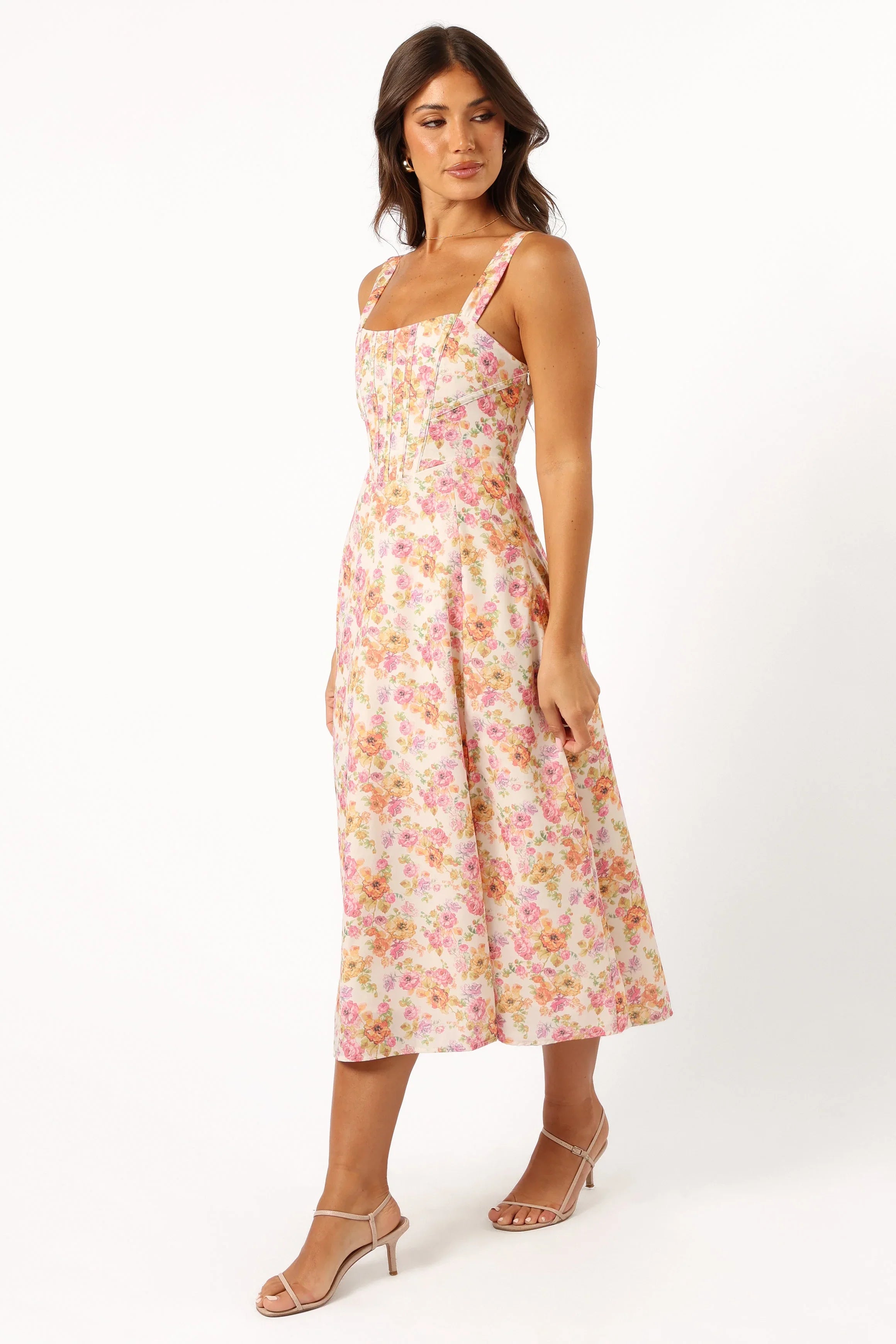 Cosima Midi Dress Pink Floral